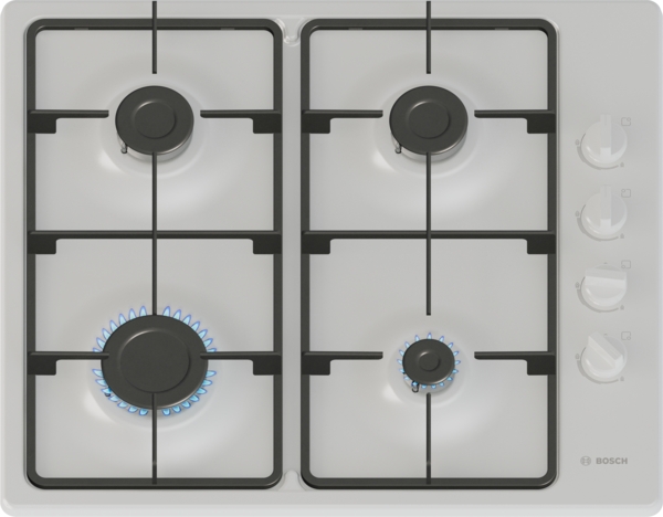 Bosch PBP6B2K60 60cm Gas Hob in White