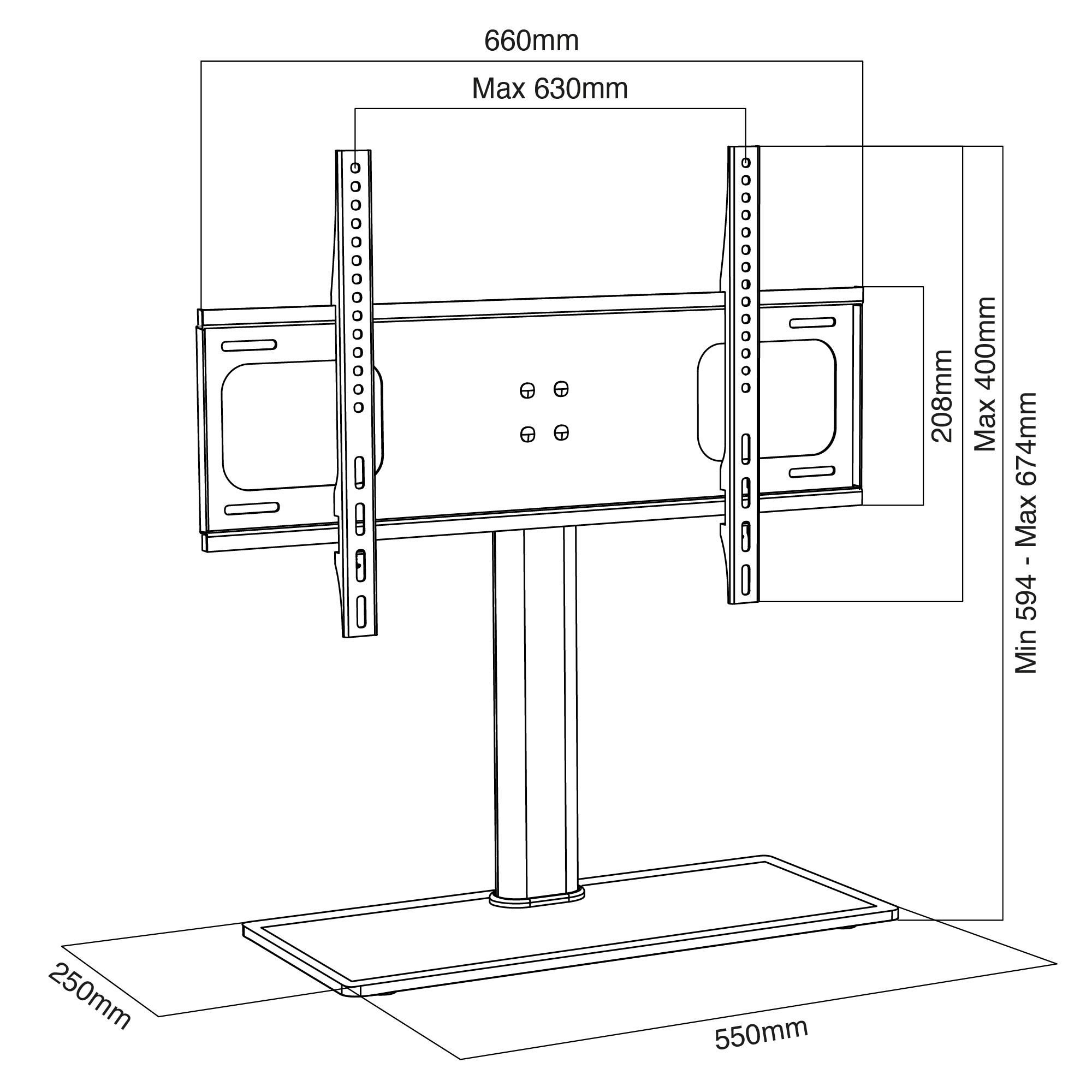 tabletop-tv-bracket-TT64F-dimensions - Image 2