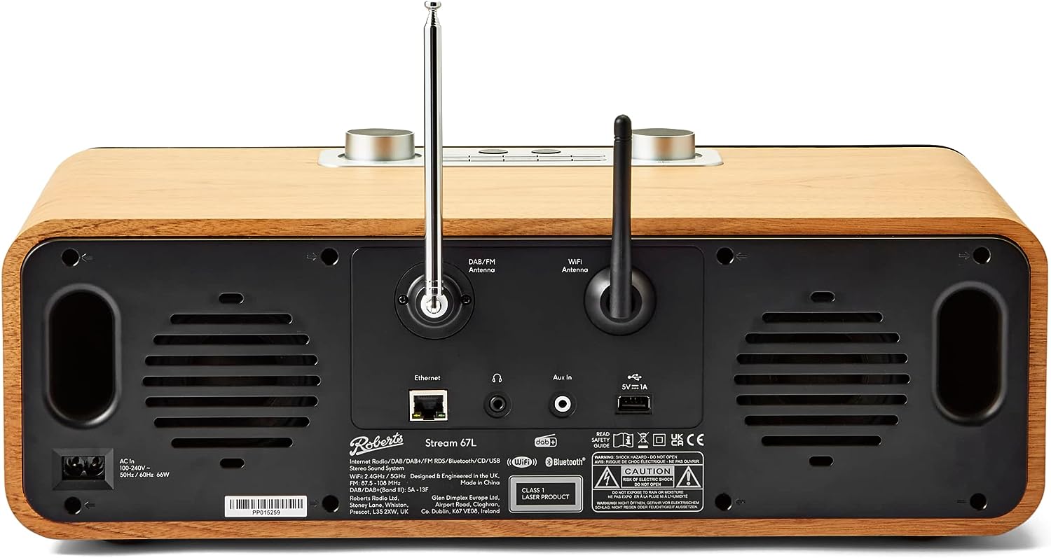 Roberts-Stream-67L-Smart-Audio-System-with-Internet-Radio-DAB-FM-CD-Bluetooth-Wood-Rear - Image 3